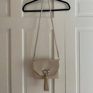 Cream Handbag, Crossbody or Clutch with Tassel